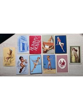 10~Vintage Pinup Girls Playing Swap Card Lot, Trade Cards, Journal,  Risque